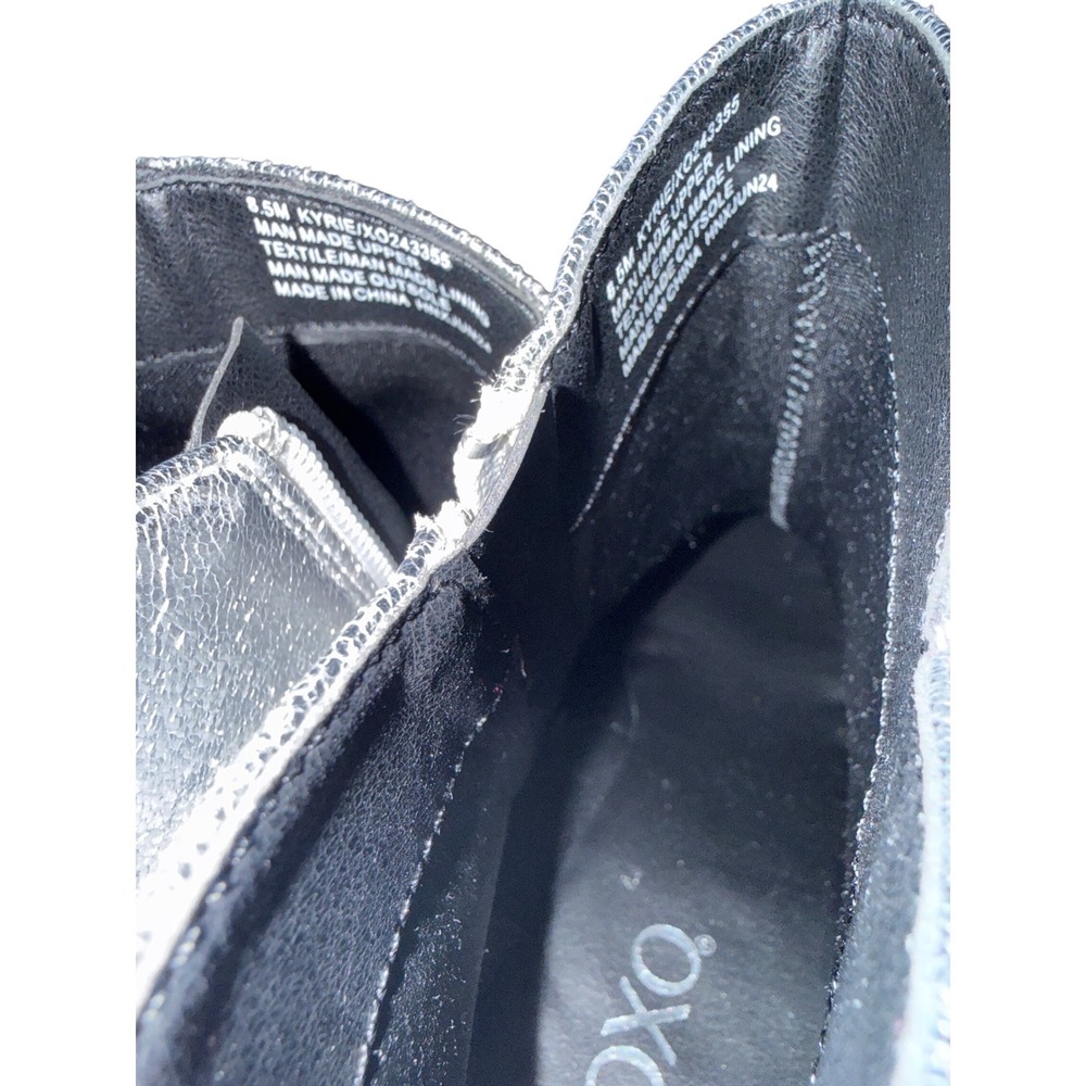 OXO Kyrie Silver Metallic Kitten Heel Ankle Boots Pointed Toe Womens 8.5M New - Picture 6 of 6